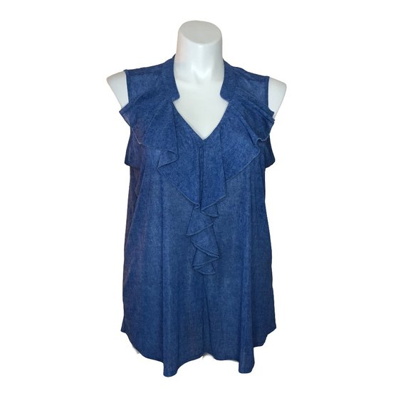 Siren Lily Tops - Siren Lily Ruffle Neckline Tank Size 2X